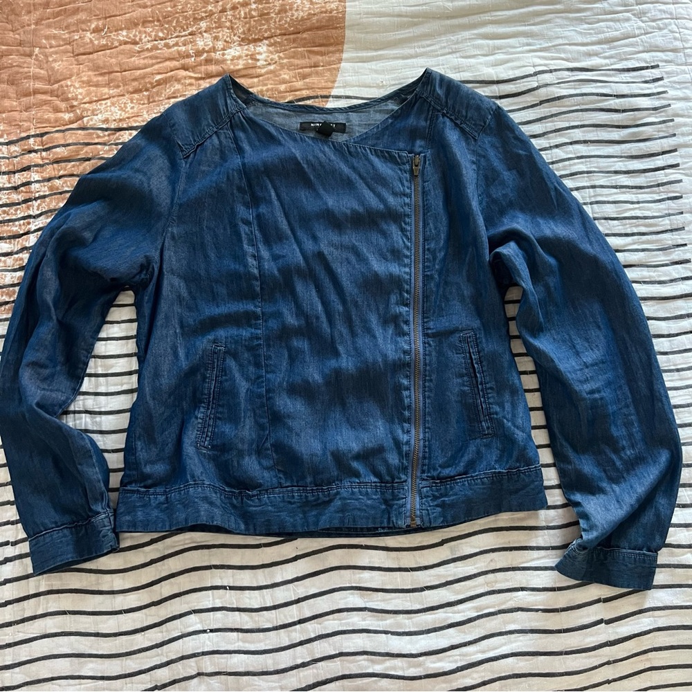 Nine West Jeans TESS Denim Light Zip UP Jacket L